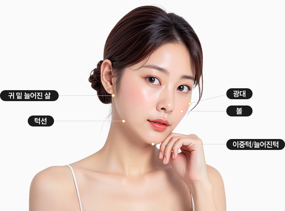 귀 밑 늘어진 살, 턱선, 광대, 볼, 이중턱/늘어진 턱
